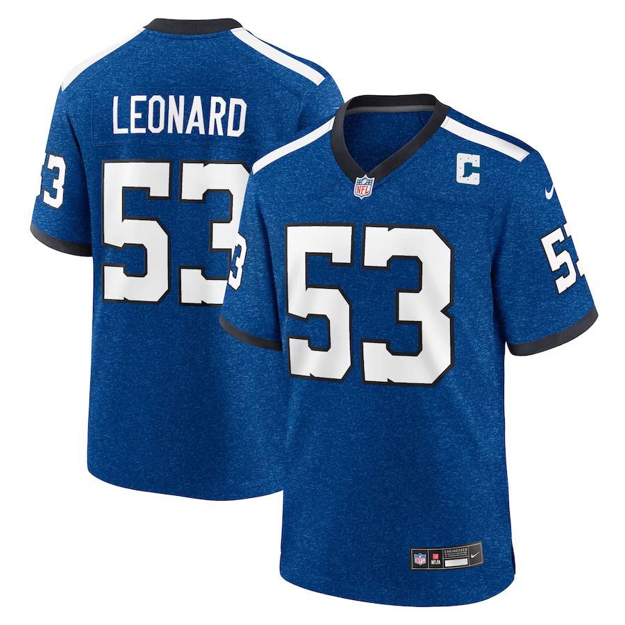 Men Indianapolis Colts 53 Shaquille Leonard Nike Royal Indiana Nights Alternate Game NFL Jersey